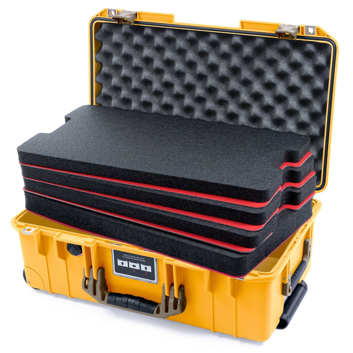 Pelican 1535 Air Carry - on Case - Yellow & Dark Desert Dirt - DIY Tool Foam Kit / Convoluted Lid Foam