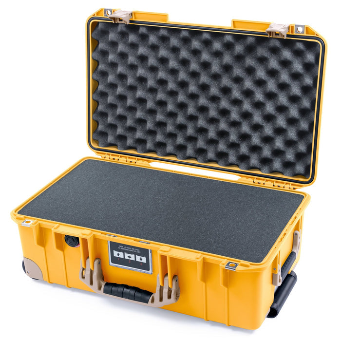 Pelican 1535 Air Carry - on Case - Yellow & Desert Tan Trolley - Pick & Pluck Foam / Convoluted Lid Foam