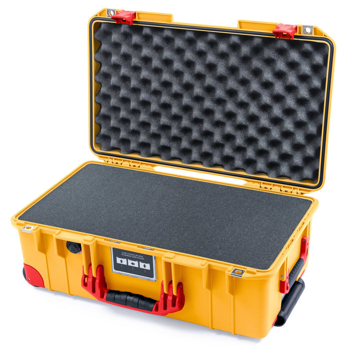 Pelican 1535 Air Carry - on Case - Yellow & Red Trolley - Pick & Pluck Foam / Convoluted Lid Foam