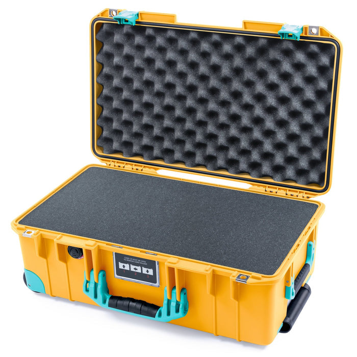 Pelican 1535 Air Carry - on Case - Yellow & Teal Trolley - Pick & Pluck Foam / Convoluted Lid Foam