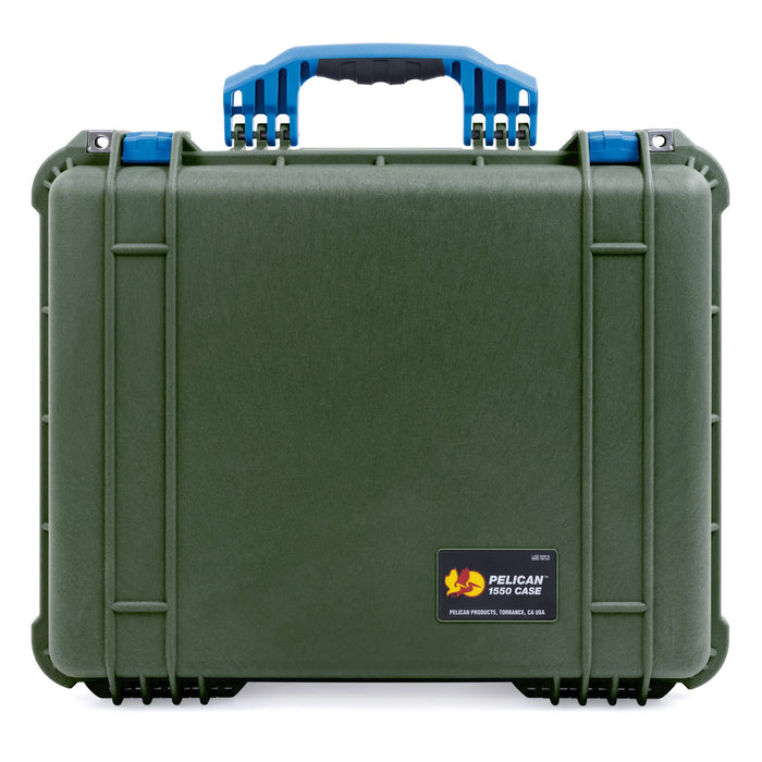 Pelican 1550 Case, OD Green with Blue Handle & Latches ColorCase