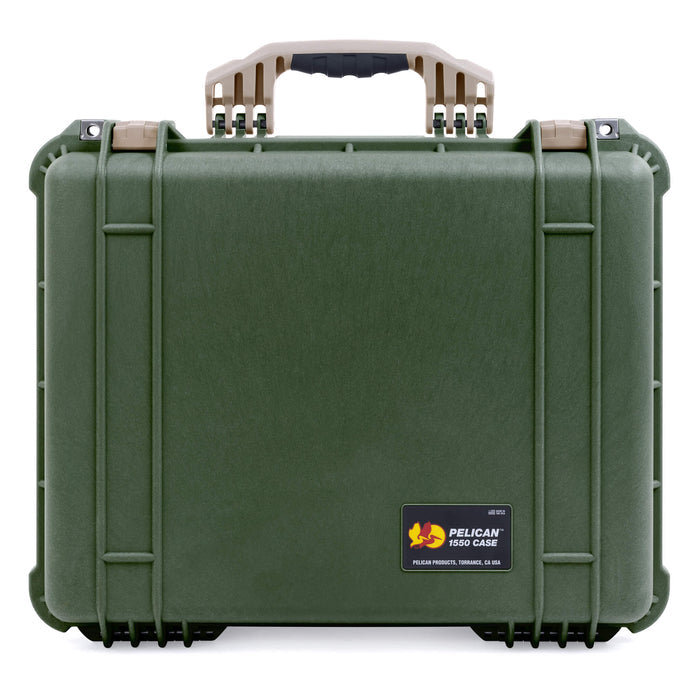 Pelican 1550 Case, OD Green with Desert Tan Handle & Latches ColorCase