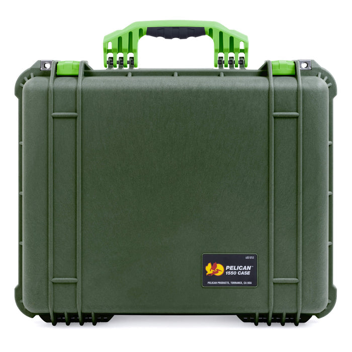 Pelican 1550 Case, OD Green with Lime Green Handle & Latches ColorCase