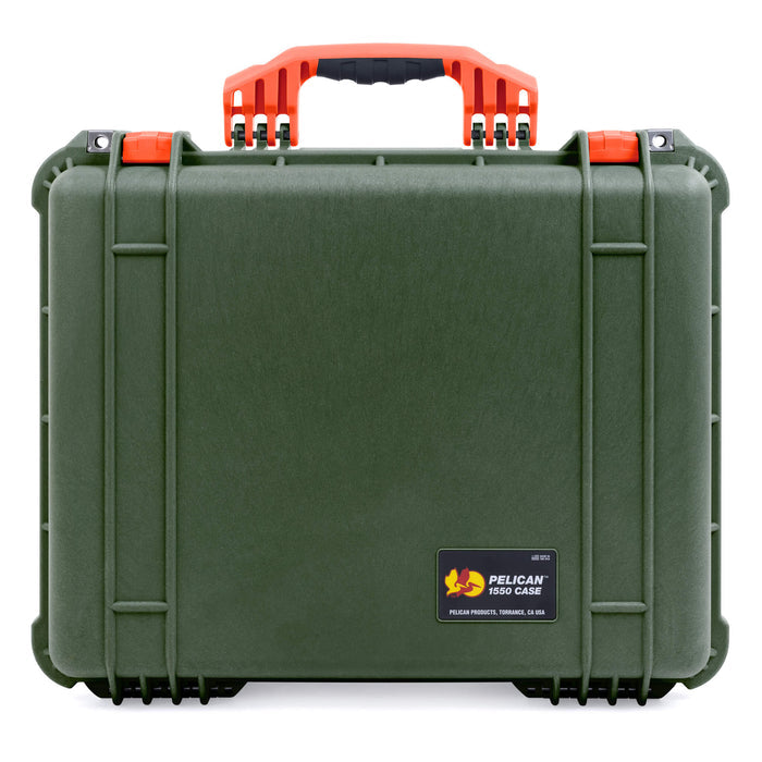 Pelican 1550 Case, OD Green with Orange Handle & Latches ColorCase