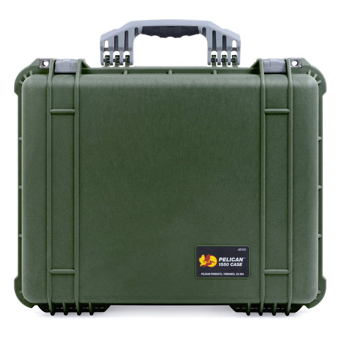 Pelican 1550 Case, OD Green with Silver Handle & Latches ColorCase