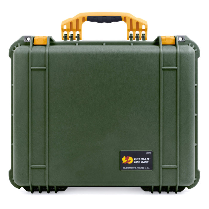 Pelican 1550 Case, OD Green with Yellow Handle & Latches ColorCase