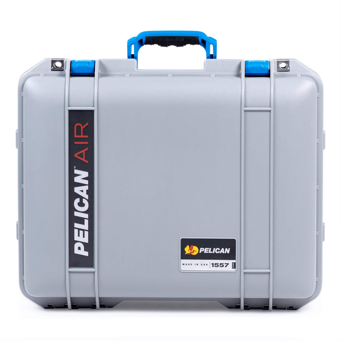 Pelican 1557 Air Case, Silver with Blue Handle & Latches ColorCase