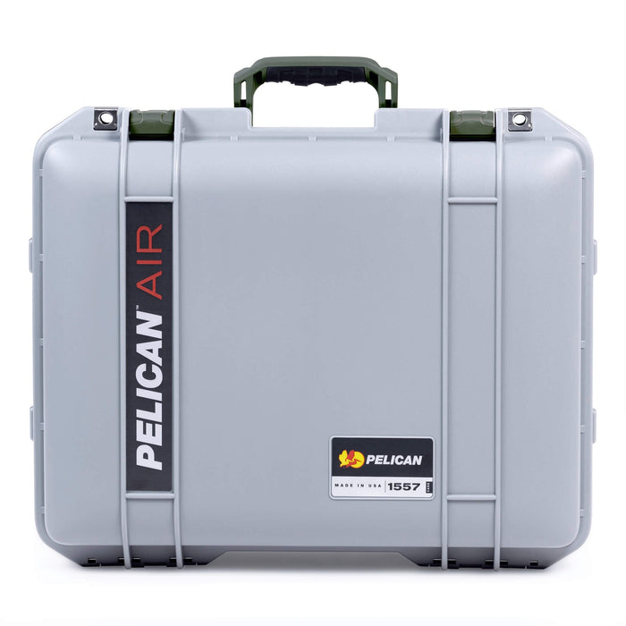 Pelican 1557 Air Case, Silver with OD Green Handle & Latches ColorCase
