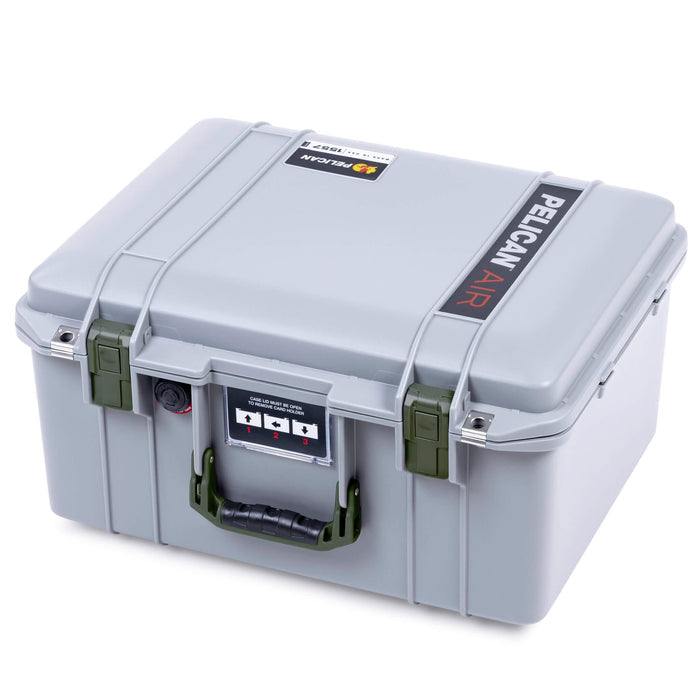 Pelican 1557 Air Case, Silver with OD Green Handle & Latches ColorCase