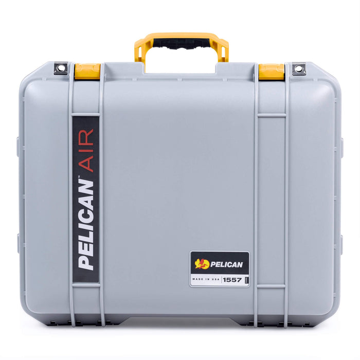 Pelican 1557 Air Case, Silver with Yellow Handle & Latches ColorCase