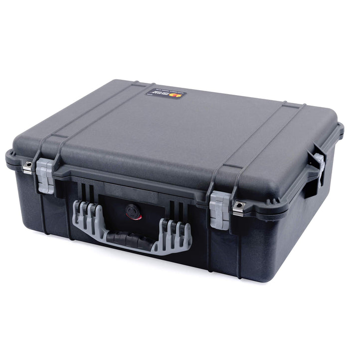Pelican 1600 Case, Black with Silver Handle & Latches ColorCase