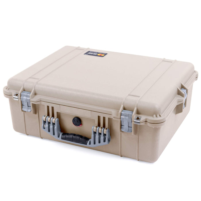 Pelican 1600 Case, Desert Tan with Silver Handle & Latches ColorCase