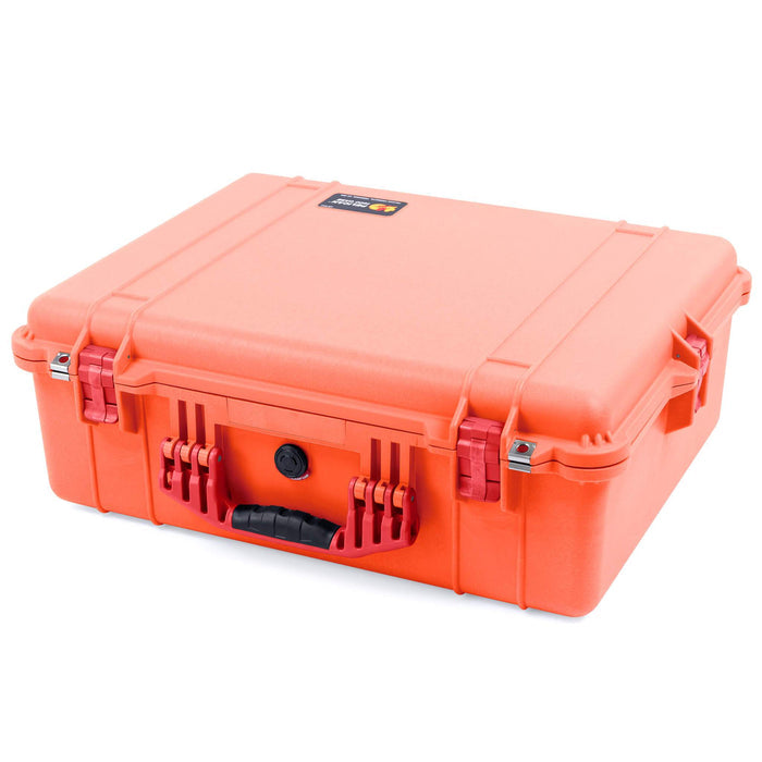 Pelican 1600 Case, Orange with Red Handle & Latches ColorCase