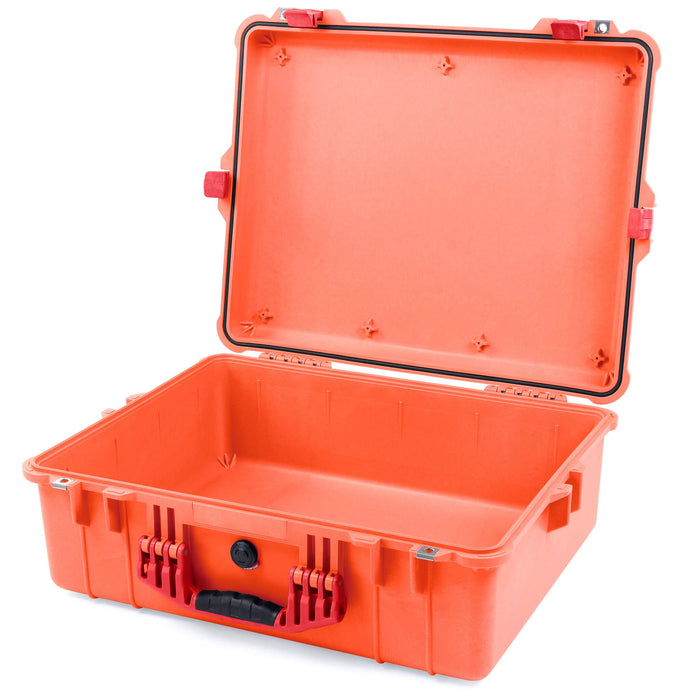 Pelican 1600 Case, Orange with Red Handle & Latches None (Case Only) ColorCase 016000-0000-150-320