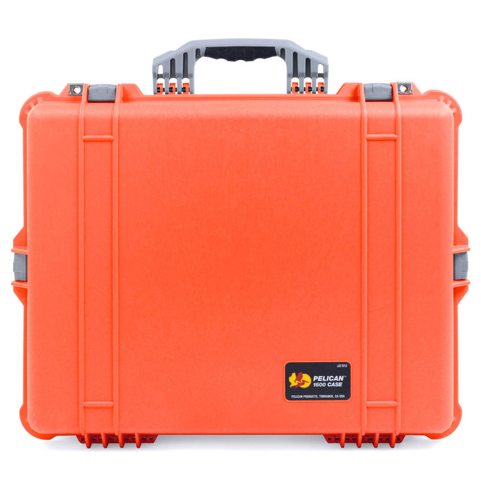 Pelican 1600 Case, Orange with Silver Handle & Latches ColorCase