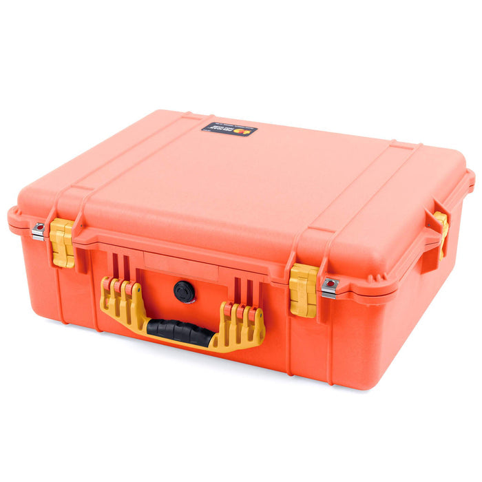 Pelican 1600 Case, Orange with Yellow Handle & Latches ColorCase