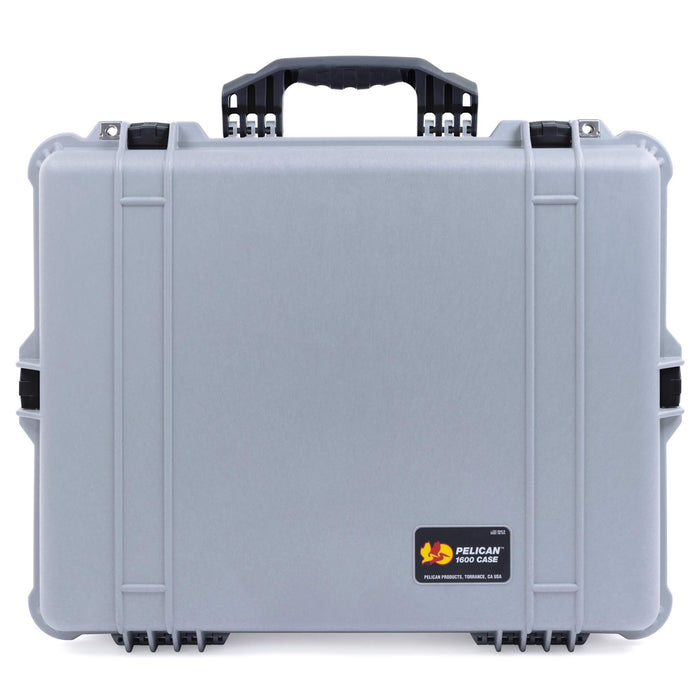 Pelican 1600 Case, Silver with Black Handle & Latches ColorCase