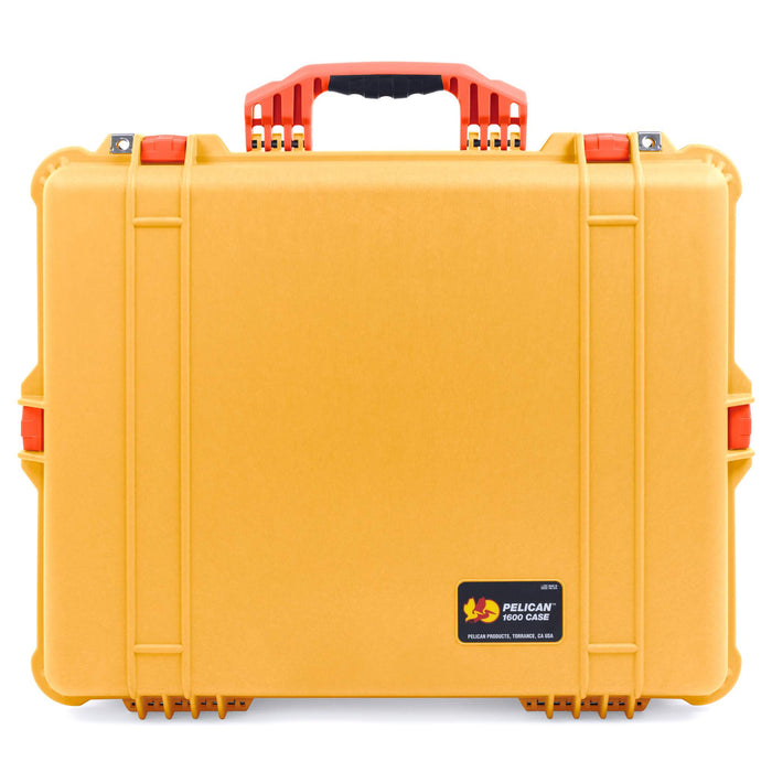 Pelican 1600 Case, Yellow with Orange Handle & Latches ColorCase