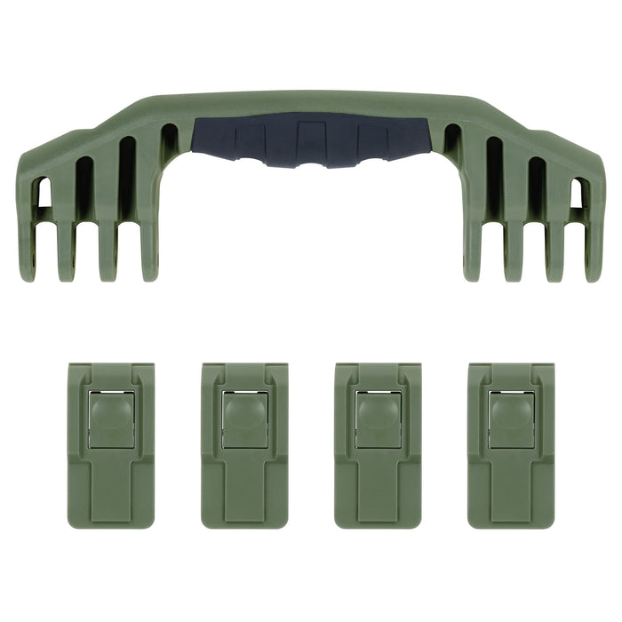 Pelican 1600 Replacement Handle & Latches, OD Green (Set of 1 Handle, 4 Push-Button Latches) ColorCase