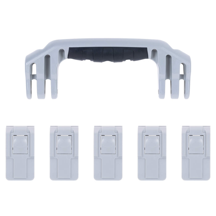 Pelican 1605 Air Replacement Handle & Latches, Silver, Push-Button (Set of 1 Handle, 5 Latches) ColorCase