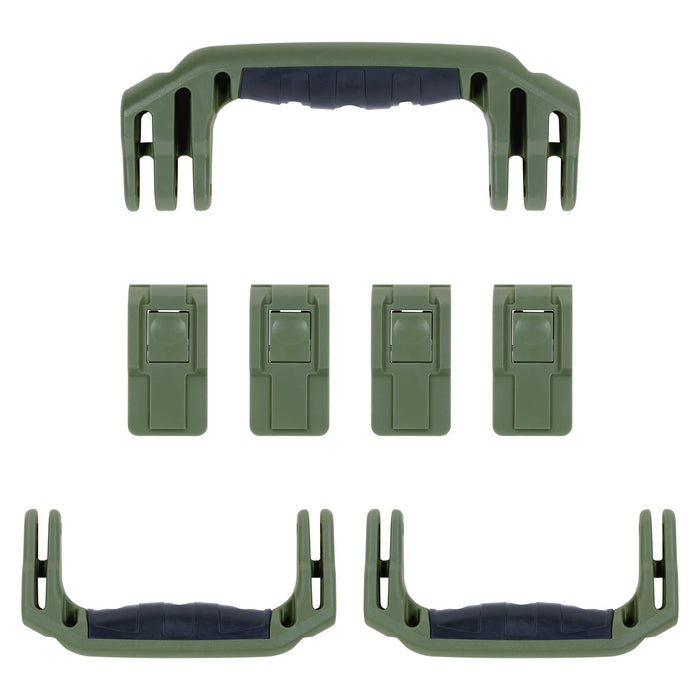 Pelican 1607 Air Replacement Handles & Latches, OD Green (Set of 3 Handles, 4 Latches) ColorCase