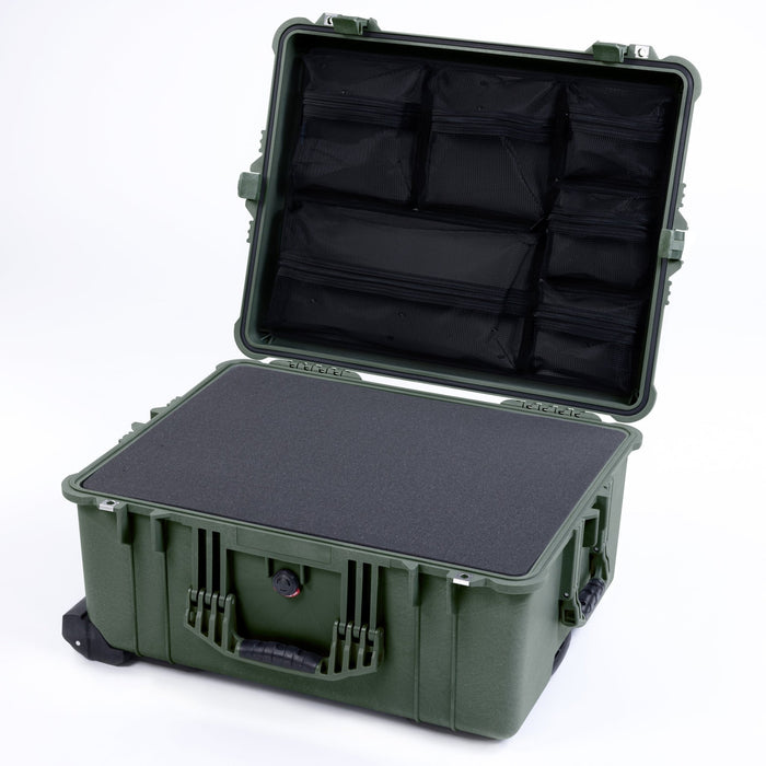 Pelican 1610 Case, OD Green - Pick & Pluck Foam / Mesh Lid Organizer