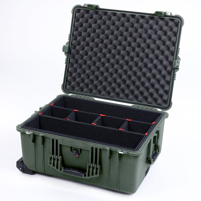 Pelican 1610 Case, OD Green - TrekPak Divider System / Convoluted Lid Foam
