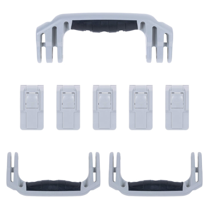 Pelican 1637 Air Replacement Handles & Latches, Silver, Push-Button (Set of 3 Handles, 5 Latches) ColorCase