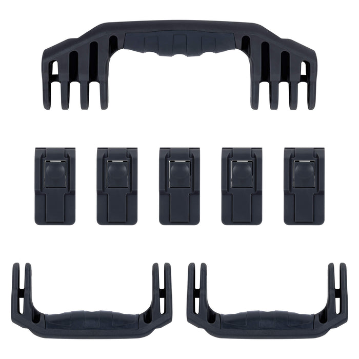 Pelican 1646 Air Replacement Handles & Latches, Black, Push-Button (Set of 3 Handles, 5 Latches) ColorCase