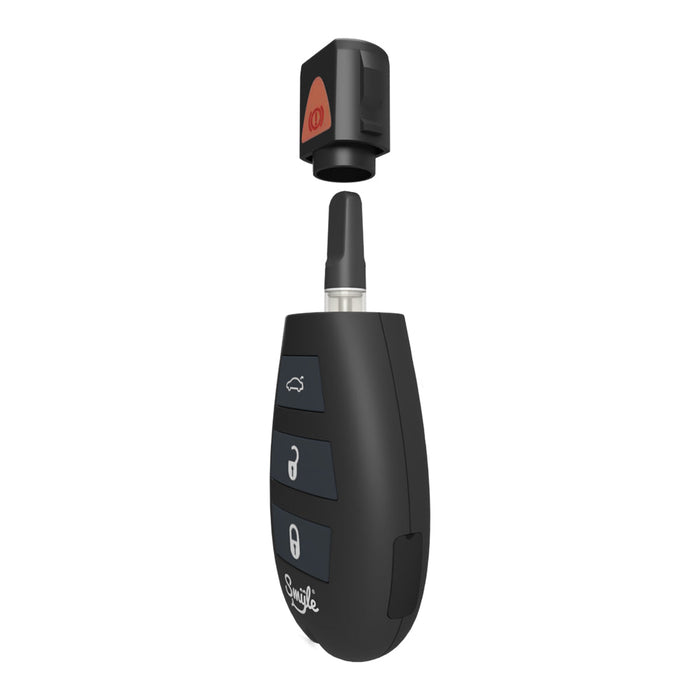 Black car key vape with remote control on a white background