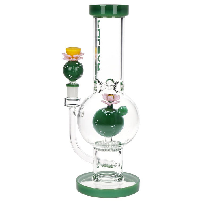 Peyote Bloom Bubble Base Double Perc Glass Bong - 12"