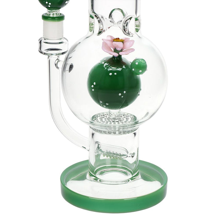 Peyote Bloom Bubble Base Double Perc Glass Bong - 12"