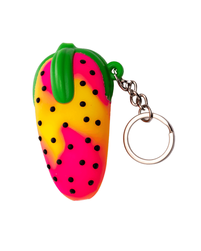 Pink Silicone Strawberry Keychain Hand Pipe