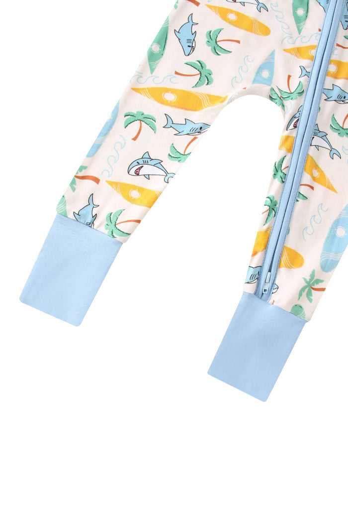 PoshTOT Beach Surfing Bamboo Baby Convertible Zippy Romper: 6-12M