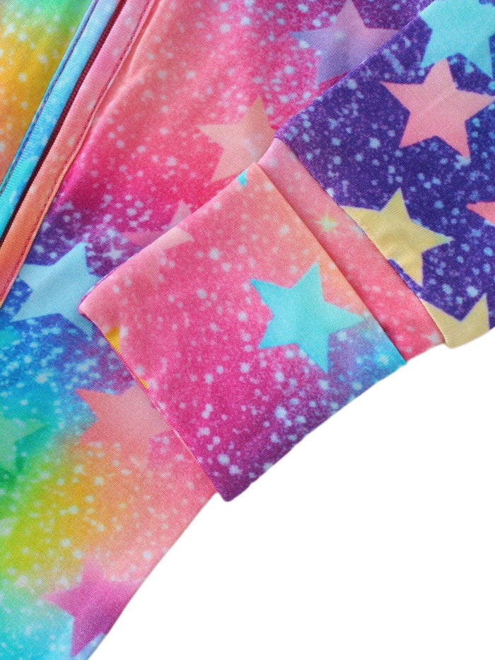 PoshTOT Colorful Stars Bamboo Baby Convertible Zippy Romper: Star / 0-3M