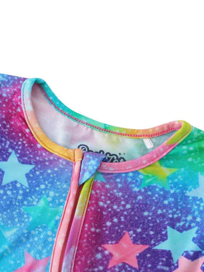 PoshTOT Colorful Stars Bamboo Baby Convertible Zippy Romper: Star / 9-12M