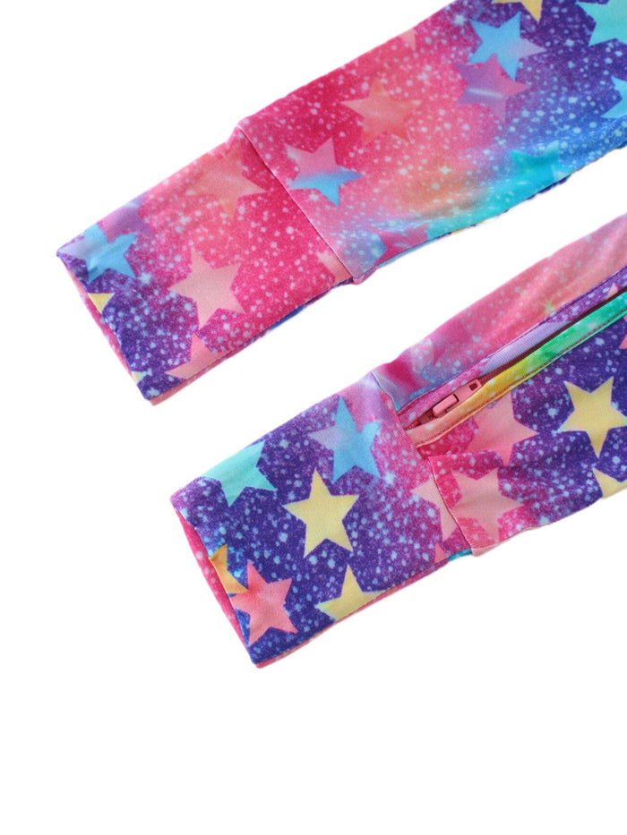 PoshTOT Colorful Stars Bamboo Baby Convertible Zippy Romper: Star / 9-12M