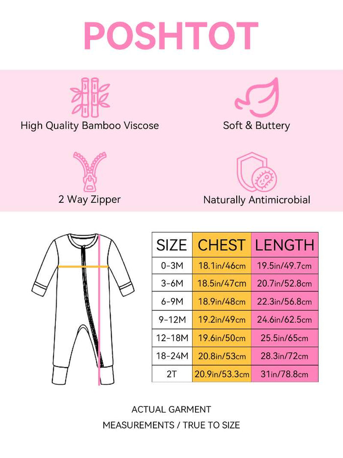 PoshTOT Hot Pink Bamboo Baby Convertible Zippy Romper: 0-3M
