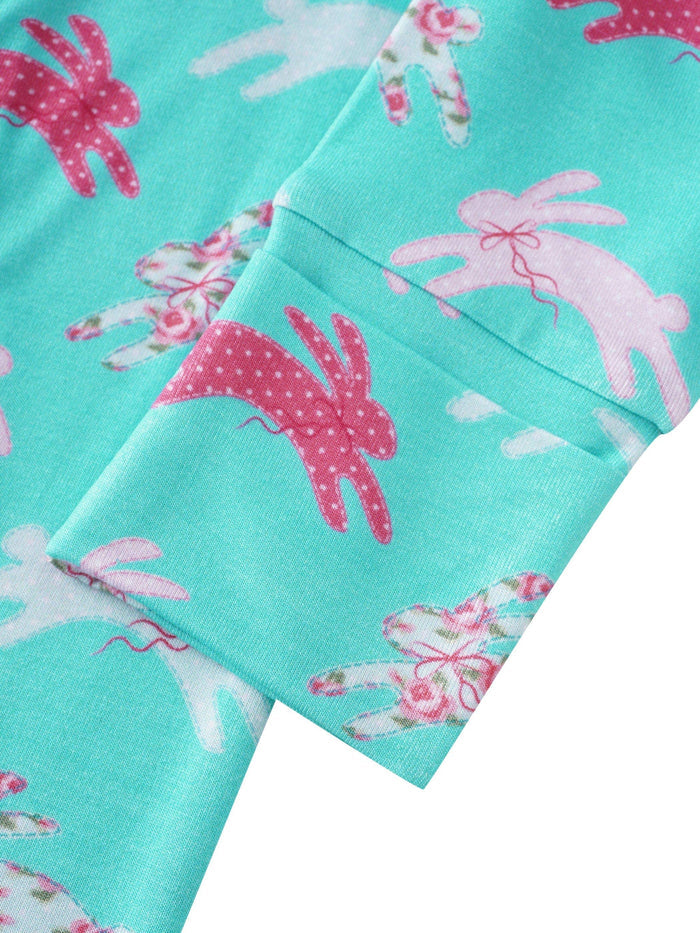 PoshTOT Little Flower Rabbit Bamboo Baby Convertible Zippy Romper: 18-24M