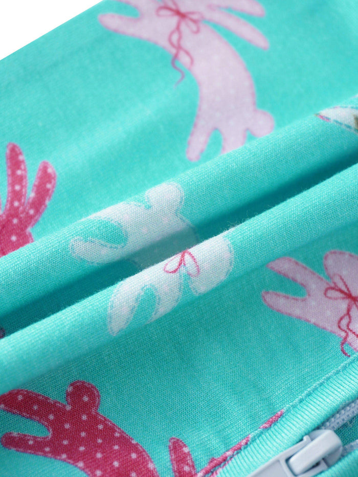PoshTOT Little Flower Rabbit Bamboo Baby Convertible Zippy Romper: 18-24M