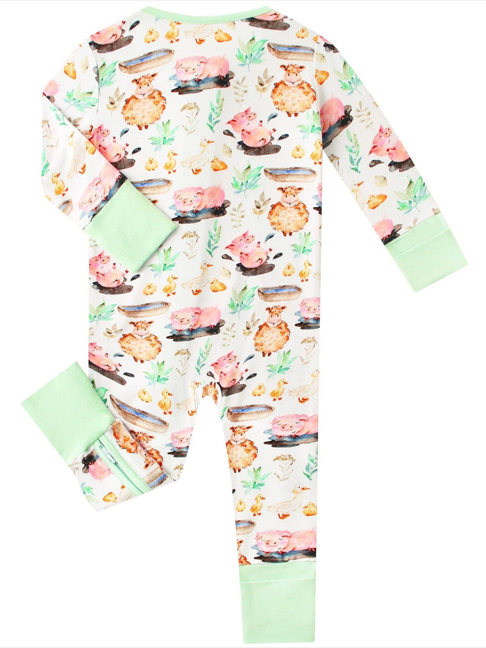 PoshTOT Little Yellow Sheep Bamboo Baby Convertible Zippy Romper: 3-6M