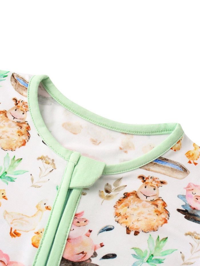 PoshTOT Little Yellow Sheep Bamboo Baby Convertible Zippy Romper: 3-6M
