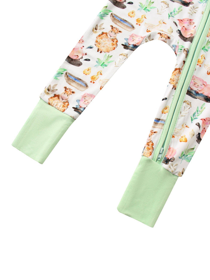 PoshTOT Little Yellow Sheep Bamboo Baby Convertible Zippy Romper: 3-6M