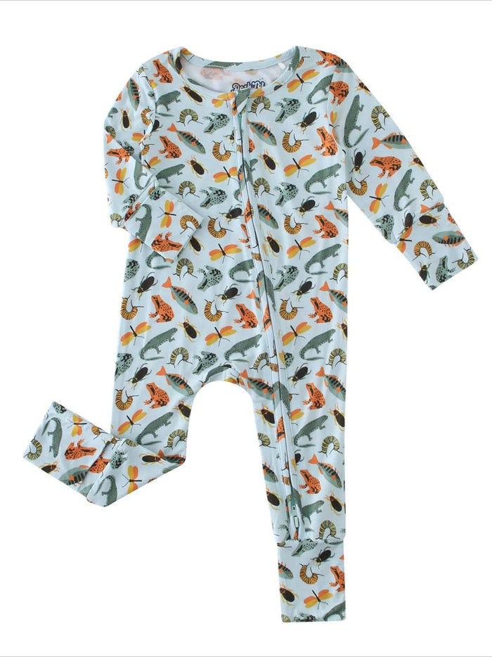 PoshTOT Lizards & Bugs Bamboo Baby Convertible Zippy Romper: 6-9M
