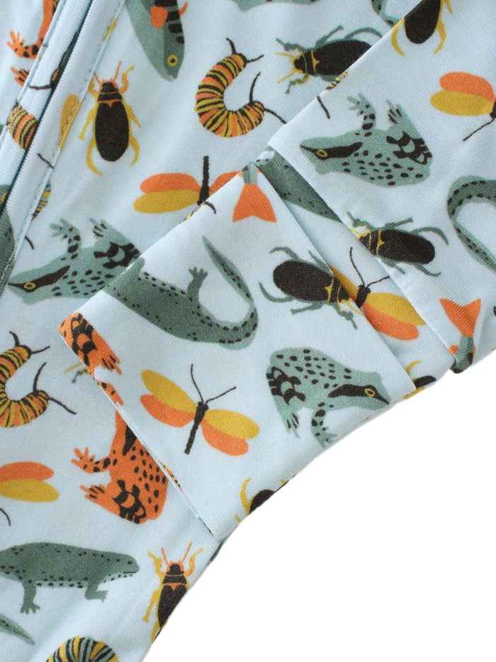 PoshTOT Lizards & Bugs Bamboo Baby Convertible Zippy Romper: 9-12M