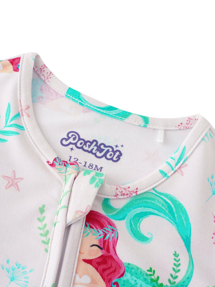 PoshTOT Mermaid Bamboo Baby Convertible Zippy Romper: 12-18M