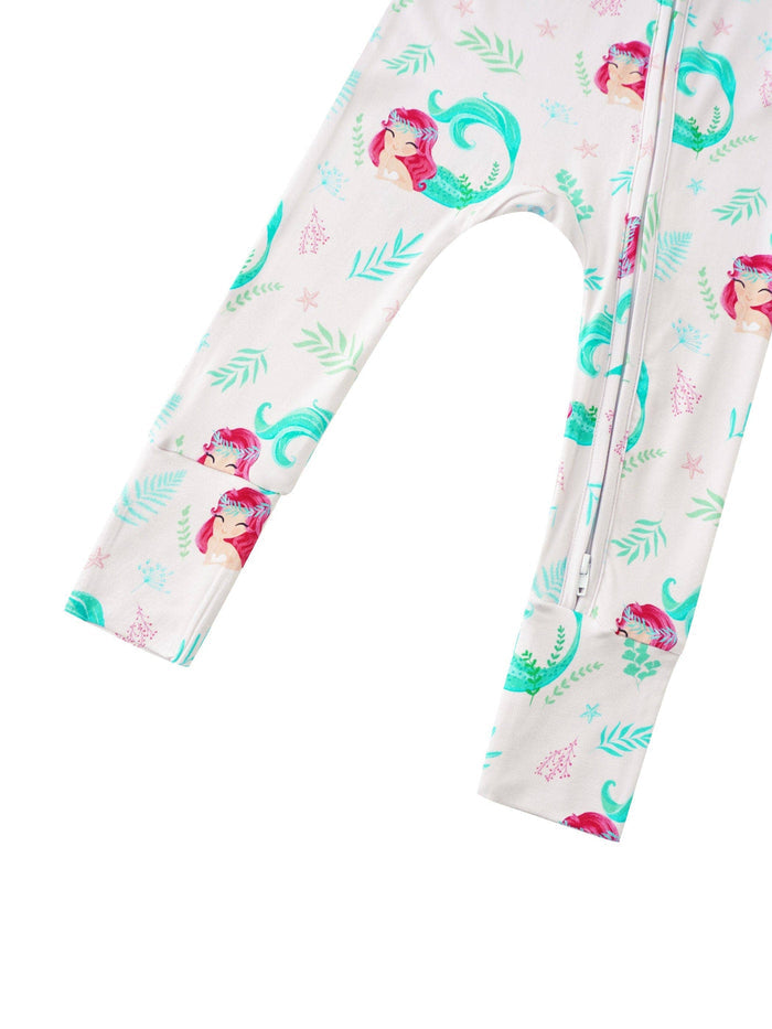 PoshTOT Mermaid Bamboo Baby Convertible Zippy Romper: 12-18M