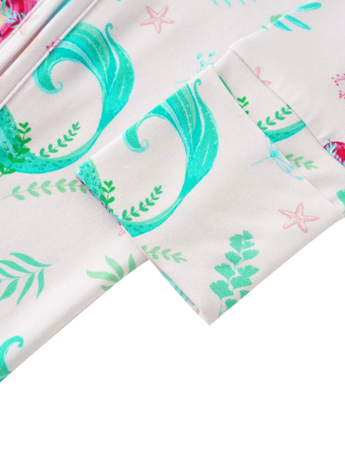 PoshTOT Mermaid Bamboo Baby Convertible Zippy Romper: 12-18M
