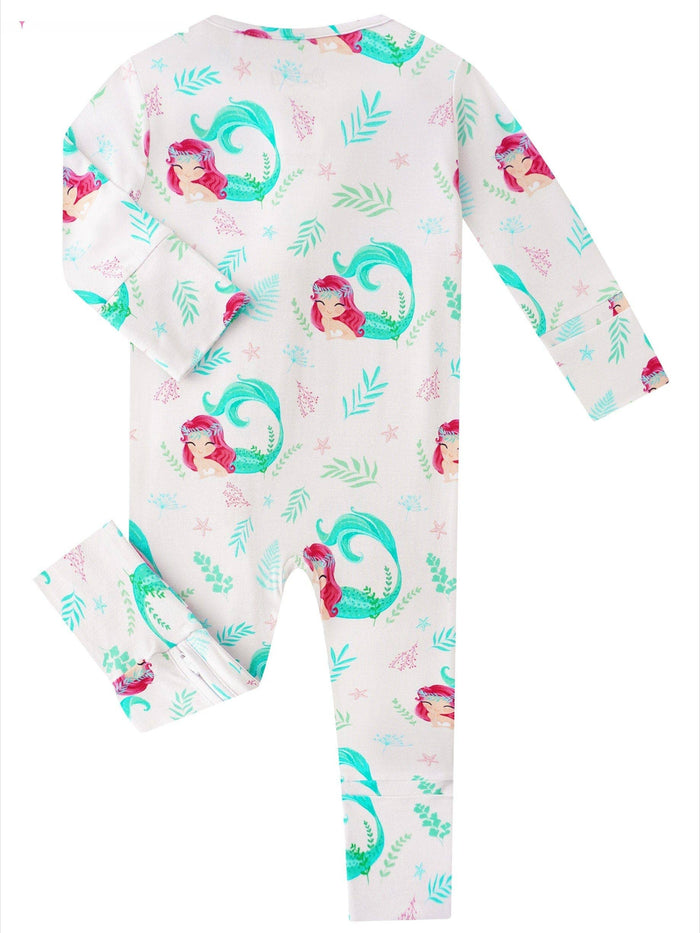 PoshTOT Mermaid Bamboo Baby Convertible Zippy Romper: 3-6M