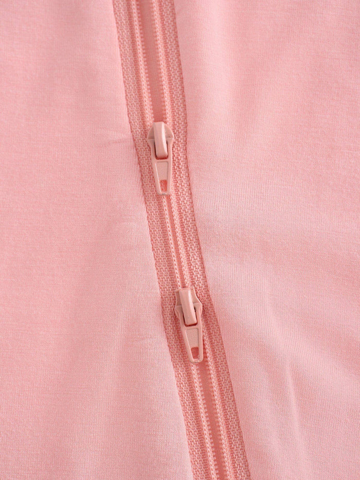 PoshTOT Peach Bamboo Baby Convertible Zippy Romper: 0-3M